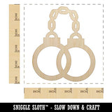 Handcuffs Police Law Enforcement Unfinished Wood Shape Piece Cutout for DIY Craft Projects - 1/4 Inch Thick - 4.70 Inch Size Sniggle Sloth