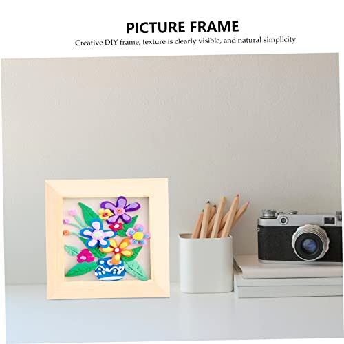 KALLORY 12 Pcs Clay Picture Frame 3d Wood Diy Photo Wallet Size Picture Frames Natural Clay Unfinished Picture Frames Bulk Picture Frames Farmhouse KALLORY