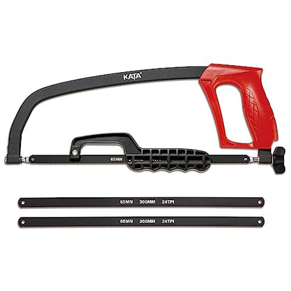 KATA 2-in-1 Hacksaw Hand Saw, 12-inch Hack Saw Frame with 10-inch Mini Hacksaw, Extra 2pc 65Mn Steel Saw Blade 24 TPI Included for Metal and Wood