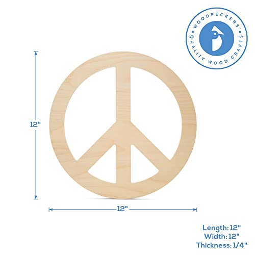 Peace Wood Cutouts 12 x 12-inch, Pack of 3 Unfinished Wood Crafts Blank, Wooden Letter Sign for Crafts & Decor, by Woodpeckers Woodpeckers