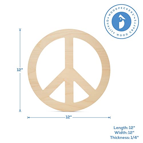 Peace Wood Cutouts 12 x 12-inch, Pack of 3 Unfinished Wood Crafts Blank, Wooden Letter Sign for Crafts & Decor, by Woodpeckers