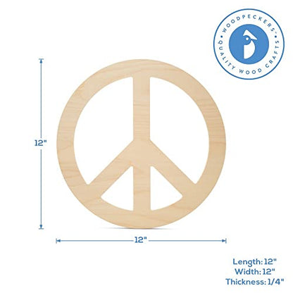 Peace Wood Cutouts 12 x 12-inch, Pack of 3 Unfinished Wood Crafts Blank, Wooden Letter Sign for Crafts & Decor, by Woodpeckers