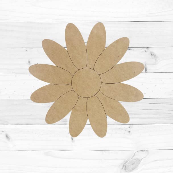Daisy Flower Shape, Engraved Unfinished Wood Cutout, Build-A-Cross Build-A-Cross