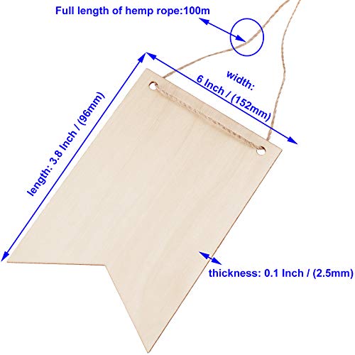 KOHAND 100 PCS 6 x 3.8 x 0.1 Inches Unfinished Wood Sign, Pre Drilled DIY Rustic Wood Signs Wooden Banner Blank for Painting Engraving Decorations KOHAND