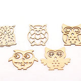 Amosfun 10pcs Wooden Owl-Shaped Slices Unfinished Wooden Crafts with Various Cutout(Random Style) Amosfun