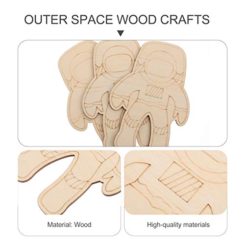 Home Decoration 27pcs Outer Space Wooden Cutouts Unfinished Wooden Paint Crafts Shapes Chips for DIY Art Project Home Decor Supplies Birthday Party EXCEART