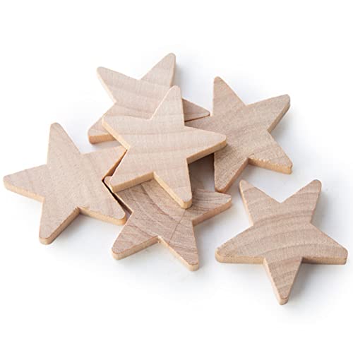 Pinehurst Crafts Unfinished Wood Star Cutout Shapes, 1-1/2-Inch, Pack of 25