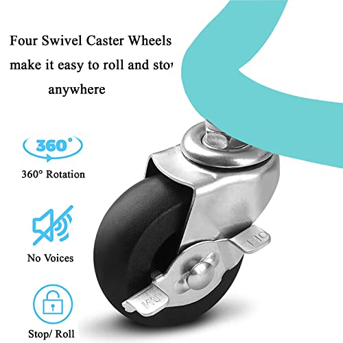 Asunflower 3 Tier Rolling Cart with Table Top, Utility Cart with Wheels, Multi-functional Storage Cart for Teal asunflower