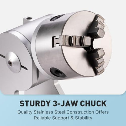 Cloudray 3-Jaw,Chuck Rotary Attachment,Axle Height 5inch Nema 23 Stepper Motor,Reducing ratio 1 for Fiber Marking Machine Engraving Machine (RA-A D80 - WoodArtSupply