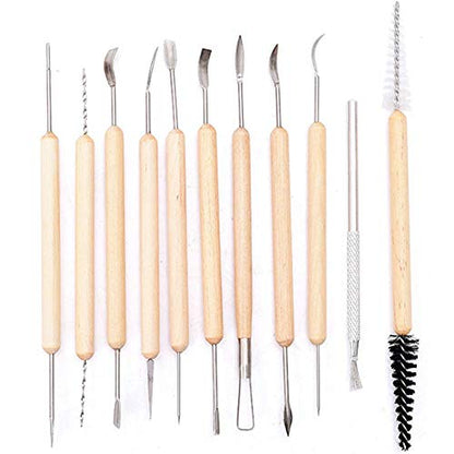 zaowuren Art Supplies 11 PCS Sculpting Tools -DIY Wooden Handles Ceramic Tools Beginners Professionals Arts and Crafts,Wood and Steel,Home School Use - WoodArtSupply