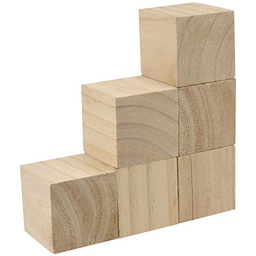 KEILEOHO 10 PCS 2.5 Inch Wooden Blocks, Unfinished Wooden Cubes, Solid Blank Square Blocks for Crafts, Painting, Puzzle Making, Decorating, DIY KEILEOHO
