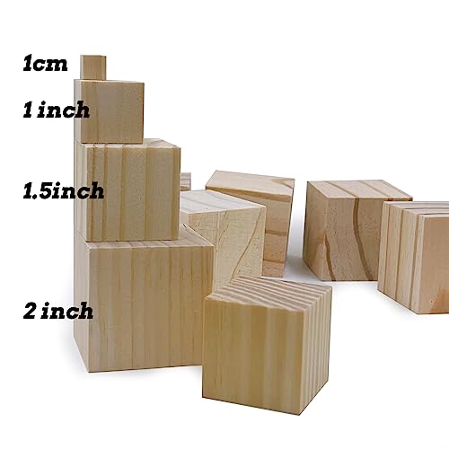  Wood Blocks for Crafts, 1.5 inch Unfinished Wood Cubes, 15 Pcs  Natural Wooden Blocks, Wood Square Blocks, Wooden Cubes for Arts and DIY  Projects, Puzzle Making