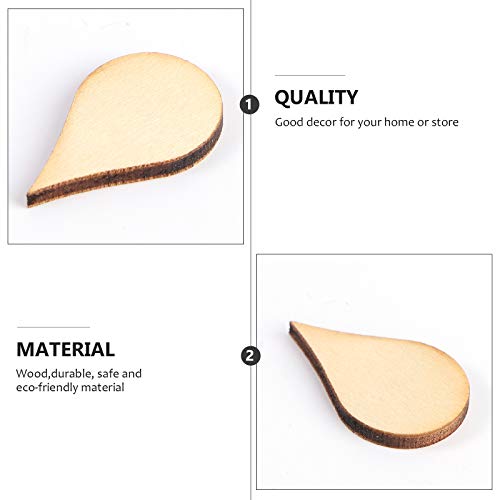 NOLITOY Decor 50pcs 30mm Wooden Shape Cutouts Wood Water Drop Shape Discs Slices Unfinished Wood Pieces Embellishment DIY Crafts Hanging Ornaments NOLITOY