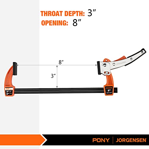 Jorgensen 8-inch Bar Clamp Set, Bar Clamp for Woodworking, Quick Release Gear Clamp with 600 lbs Load Limit - 2 Pack Jorgensen