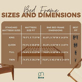 Bme Dinkee Solid Wood King Bed Frame - 15 Inch Modern Minimalist Design with Wood Slat Support Bme