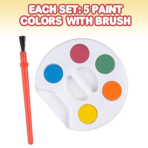 ArtCreativity Mini Paint Sets - Pack of 12 - Five Watercolors in Tray with Brush - Crafts, Supplies, School, Party Favor, Kids' Prize ArtCreativity