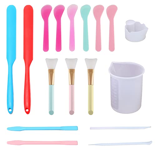 XIACIBDUS Silicone Stir Sticks Kit, 17PCS Silicone Stirring Tool, Epoxy Resin Brush and Measuring Cups, Silicone Mixing Cups Spoon, Resin Supplies - WoodArtSupply