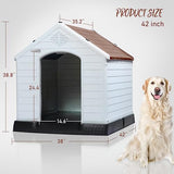 PUKAMI Plastic Dog House Outdoor Indoor,Durable Dog House for Small Medium Large Dogs,Waterproof Dog Houses with Elevated Floor and Air PUKAMI
