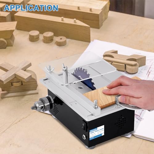 MXBAOHENG Mini Precision Table Saw 4” Small Portable Hobby Table Saw for Crafts, 1.18 Inch Cutting Depth, DIY Mini Table Saw 120W with Sanding Disc - WoodArtSupply