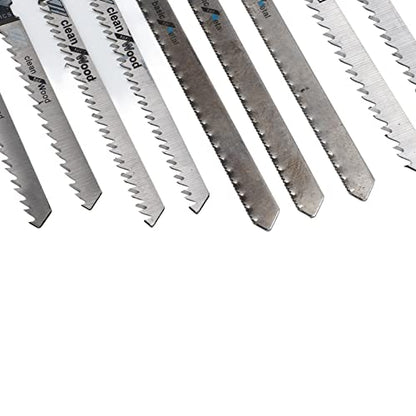 48Pcs Jigsaw Blade Set Assorted T Shank Jig Saw Blades High Speed Steel Reciprocating Sabre Saw Cutting Tool for Wood Plastic Metal with Storage Bag