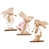 MAGICLULU 3pcs Bunny Wooden Craft Ornaments Easter Bunny Wood Desktop Craft Unfinished Bunny Table Wooden Signs for Easter Spring Home Decor MAGICLULU