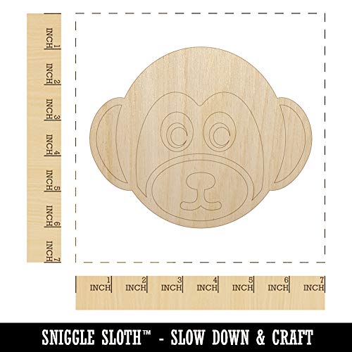 Cute Monkey Face Unfinished Wood Shape Piece Cutout for DIY Craft Projects - 1/4 Inch Thick - 6.25 Inch Size - WoodArtSupply