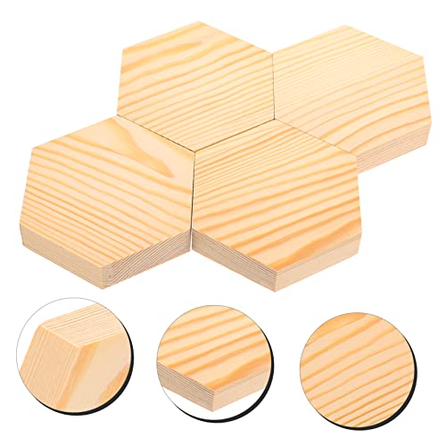 TEHAUX 4pcs Hexagonal Pine Chips Unfinished Coasters Nativity Craft Blank Coasters for Crafts Unfinished Hexagon Wood Shapes Board 1/8 Inch Thick TEHAUX