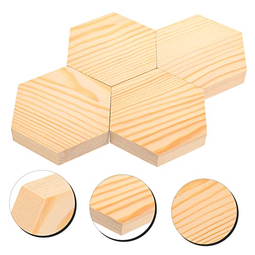 TEHAUX 4pcs Hexagonal Pine Chips Unfinished Coasters Nativity Craft Blank Coasters for Crafts Unfinished Hexagon Wood Shapes Board 1/8 Inch Thick - WoodArtSupply