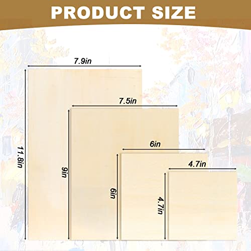 18 Pack Unfinished Wood Canvas Panels Kit Wooden Panel Boards Wood Paint Pouring Panels Wooden Canvas Panels Boards for Painting, Pouring Art, Uoeo