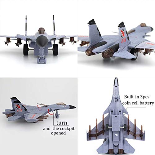 QIAONIUNIU Toy Airplane Model Planes Alloy Pull Back Fighter for Boys with Flashing Lights, Real Jet Sound (Gray) QIAONIUNIU