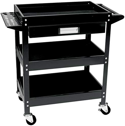 Performance Tool W54006 23-Inch x 16-Inch 3 Shelf Utility Cart with Drawer - WoodArtSupply