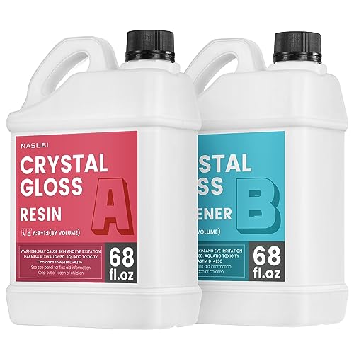 NASUBI 1.06 Gallon Clear Epoxy Resin - Upgraded Casting and Coating Resin Epoxy, No Bubbles, No Odor, Non Yellowing, 2 Part Resin Kit for Table Top, NASUBI