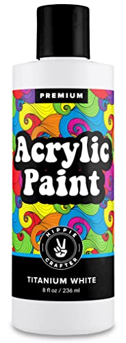 White Acrylic Paint Premium Colors Paint Acrylic | Art Paints for Canvas and Outdoor Painting 8oz 236ml Bottle Titanium White - WoodArtSupply