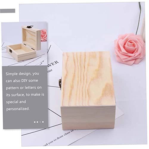 ARTIBETTER 4pcs Box wooden box craft storage unfinished wood crates book shelf decor retro jewelry case desk topper jewelry organizer tray tabletop ARTIBETTER
