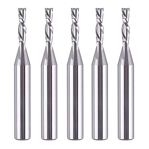 SpeTool 5PCS Down Cut Spiral Router Bit Set 1/4" Shank with 1/8" Cutting Diameter, Carbide CNC Bits for Wood Cutter Milling SpeTool