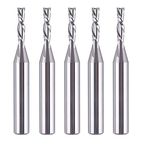 SpeTool 5PCS Down Cut Spiral Router Bit Set 1/4" Shank with 1/8" Cutting Diameter, Carbide CNC Bits for Wood Cutter Milling SpeTool
