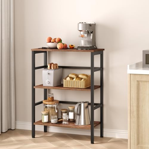 HOOBRO Rustic Industrial 3-Tier Bookshelf and Storage Rack with Metal Frame HOOBRO