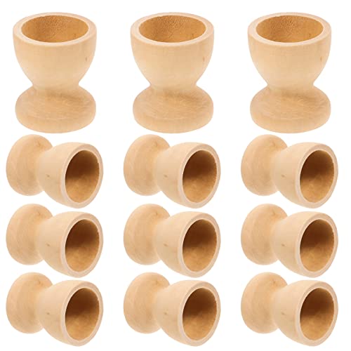 Amosfun 12PCS Wooden Egg Cup Holders Stands DIY Blank Unfinished Wooden Egg Stands Holders 1.1" x 1.3" - WoodArtSupply