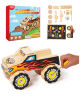 DIY Wooden Monster Truck w/ Stickers - Kids Building Kit - Stem Building Toys - Wood Crafts for Kids - Building Kits for Kids - Woodworking Kits for Little Jupiter