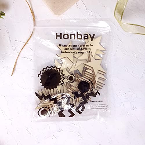 Honbay 50PCS 50mm/2inch Star Blank Unfinished Wood Slices, Wooden Star Embellishments Christmas Ornaments for DIY Crafts, Home Decoration, Games, HONBAY