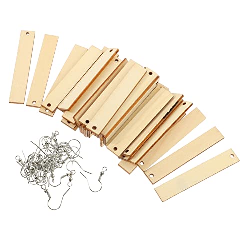 COHEALI 5 Sets Blank Wood Earrings Pendants Blank with Hole Wood Blanks Unfinished Earring Pendants Wood Earring Making kit Earring Making Supplies COHEALI