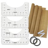 T-Shirt Alignment Ruler Heat Resistant Tape 10mm X 33m 108ft, PTFE Teflon Transfer Sheet 16 x 20" - 4 Rulers, 2 Rolls Heat Resistant Tape, 3 Packs ReArt