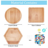 WEBEEDY 3 Sets Glass Mosaic Tiles Mosaic Kit with Bamboo Coaster DIY Mosaic Coaster Kit DIY Mosaic Crafts Kits Mosaic Coaster Making Kit for Drinks WEBEEDY