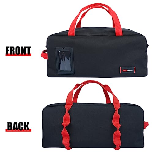 MELOTOUGH 16 Inch Tool Bag Canvas Tool Tote Bags with Zipper Heavy Duty Portable Tool Bag Organizer for Electrician,Plumbing,Technician,HVAC (Black) MELOTOUGH