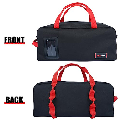 MELOTOUGH 16 Inch Tool Bag Canvas Tool Tote Bags with Zipper Heavy Duty Portable Tool Bag Organizer for Electrician,Plumbing,Technician,HVAC (Black) MELOTOUGH
