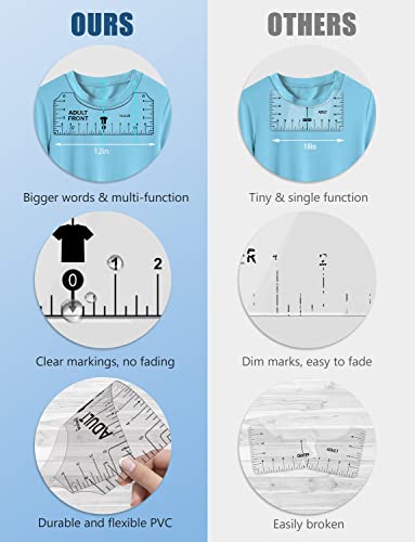 Tshirt Ruler Guide for Vinyl Alignment - T Shirt Measure Rulers Guide, Shirt Measurement Centering Tool Heat Press Screen Printing Embroidery - WoodArtSupply