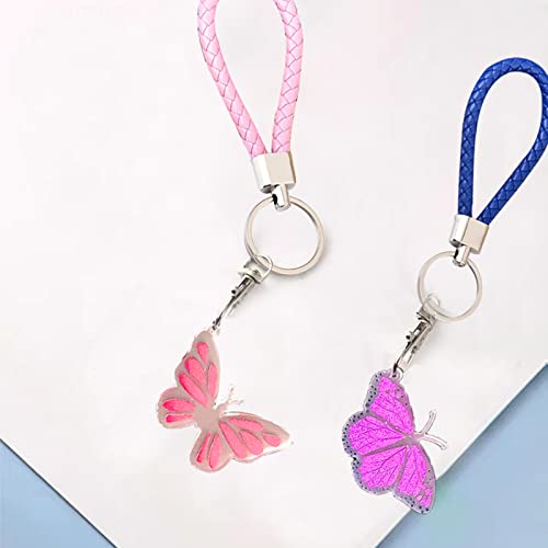 Butterfly Resin Keychain molds with 6 Pcs Weave Keyrings, Silicone Epoxy Resin Molds with Hole for DIY Keychain Necklace Pendant, Clay Crafts, - WoodArtSupply