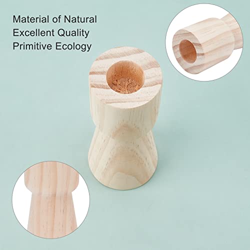 GORGECRAFT 2 Size Unfinished Wooden Candlesticks Wood Holders Rustic Pillar Cup Stands Candlesticks 4/5 Inch Hole Classics for Home Wedding GORGECRAFT