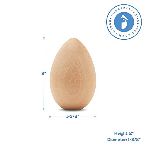 30 Smooth Standable Wooden Easter Eggs to Paint, Quality Small Wooden Eggs for Crafts, Wooden Easter Eggs Paint 2 in, by Woodpeckers - WoodArtSupply