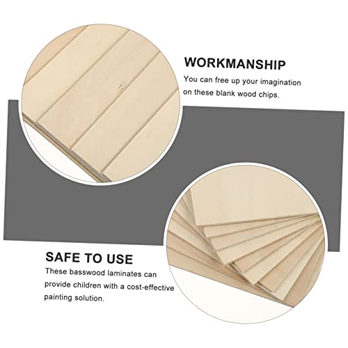 KALLORY 10pcs Board Wood Crafts Unfinished Thin Plywood Unfinished Wood Plaques Wood Painting Slice Plywood for Engraving Plywood Wood Slabs Hardwood KALLORY